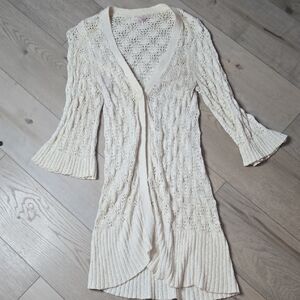 Womens Intuitions One Button Cardigan Sweater Ivory Sz Small
